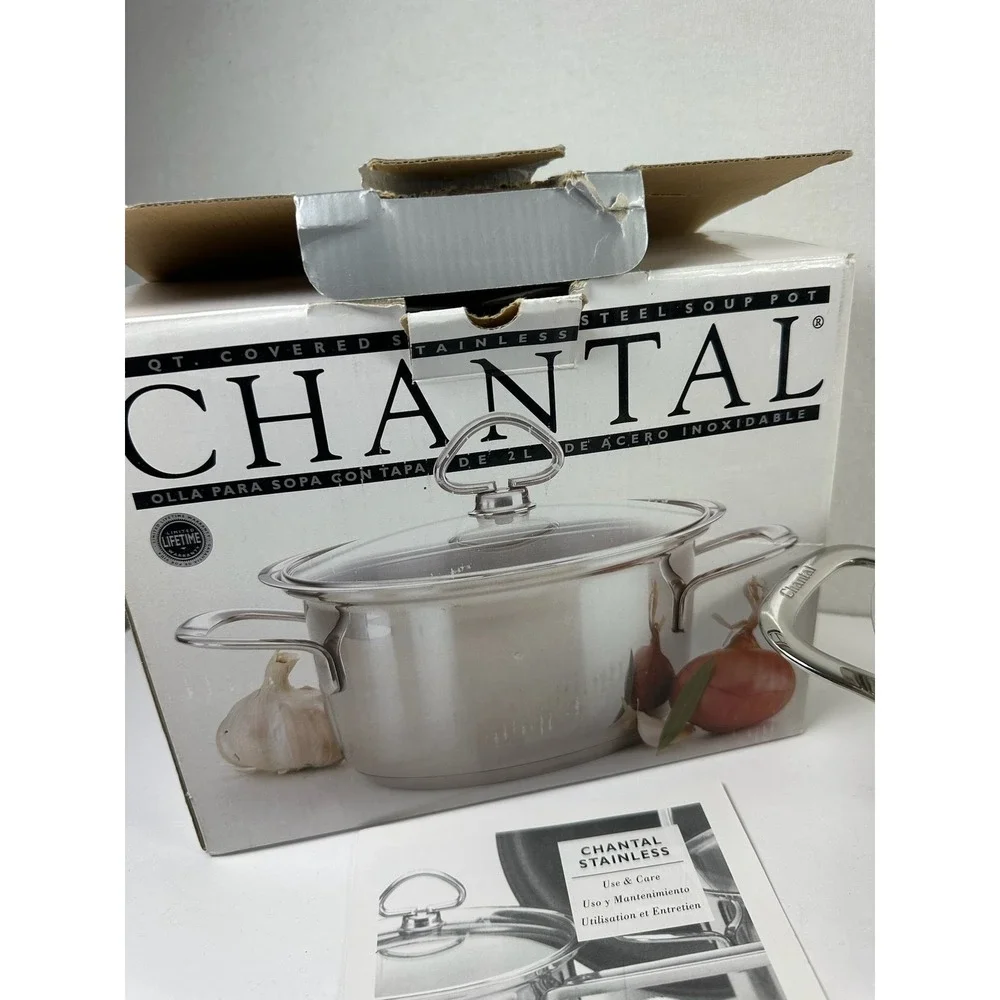 Chantal 2 Qt Stainless Steel Soup Pot SL32-160 w/ Glass Lid - New Other